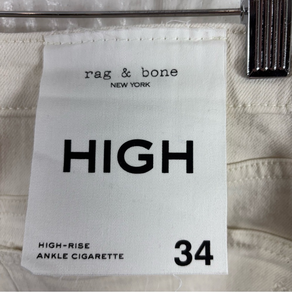 Rag & Bone Nina High-Rise Ankle Cigarette Jeans in Ecru Size 34 NWT - Picture 5 of 8